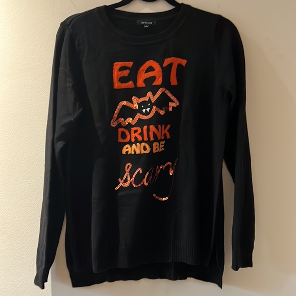 Eat, Drink and be Scary Halloween sweater sz L - never worn - Picture 1 of 4